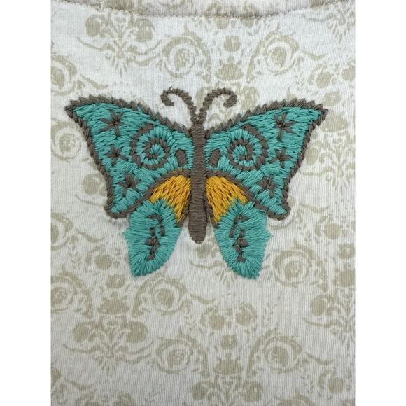 CAbi Womens Large #533 Embroidered Beaded Floral Print Butterfly Tank Top Flawed - Picture 5 of 9